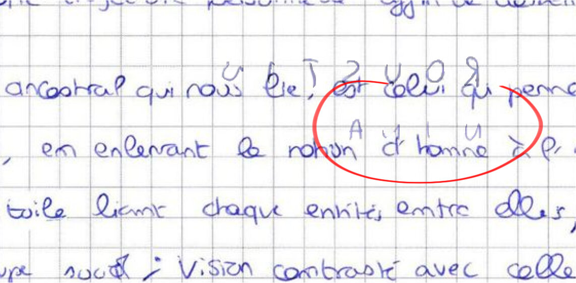 Verso redressé, avec le nom reporté en miroir