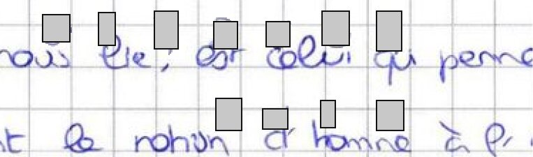 Même zone, image intacte, caches gris sur les lettres en miroir